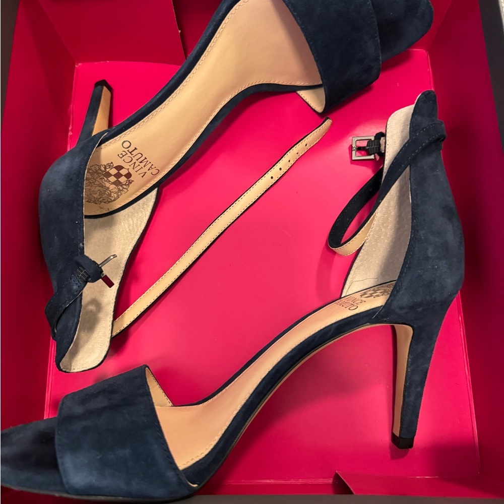 Vince Camuto Dark Blue Suede Heels